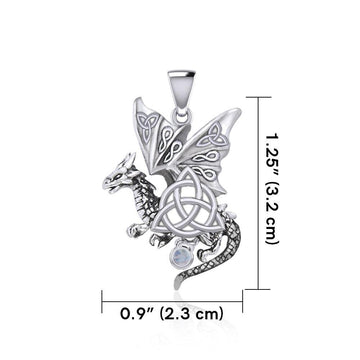 Dragon with Triquetra Silver Pendant TPD5821 - Jewelry